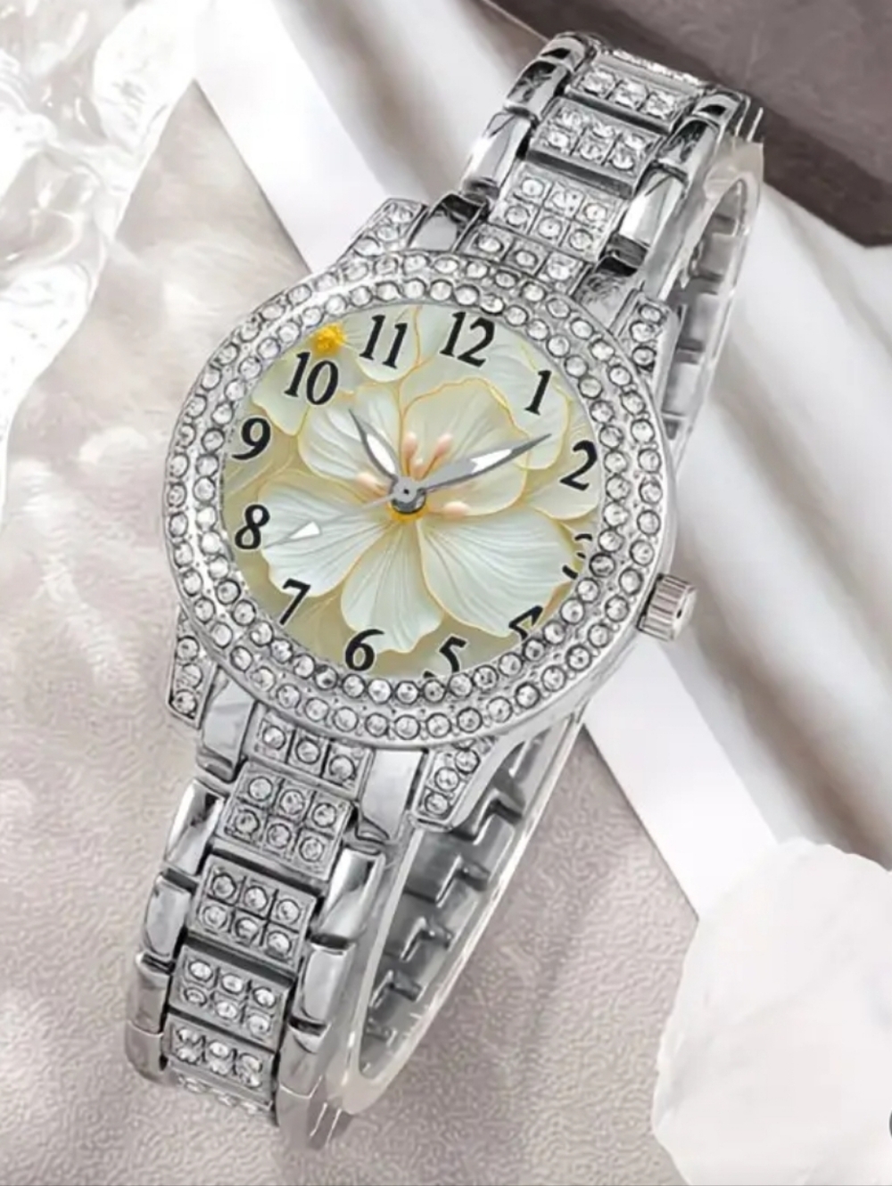Womens-Glow In The Dark-Elegant Floral Watch.